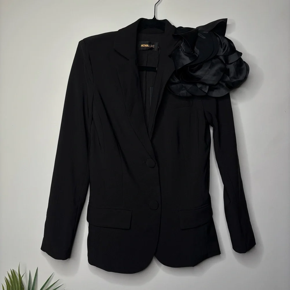 New Nova Luxe Suit Blazer Jacket Floral Appliqué Fashion Nova Evanna - Picture 3 of 6